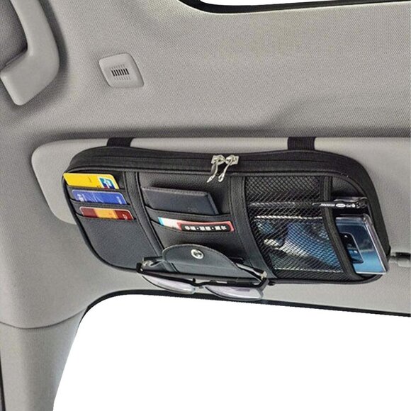 Car Sun Visor Organizer, Multi-Pocket Visor Organizer Storage Pouch for Cars, SU - Picture 1 of 7